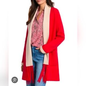 NIC+ZOE Red and Cream Women's Cardigan
